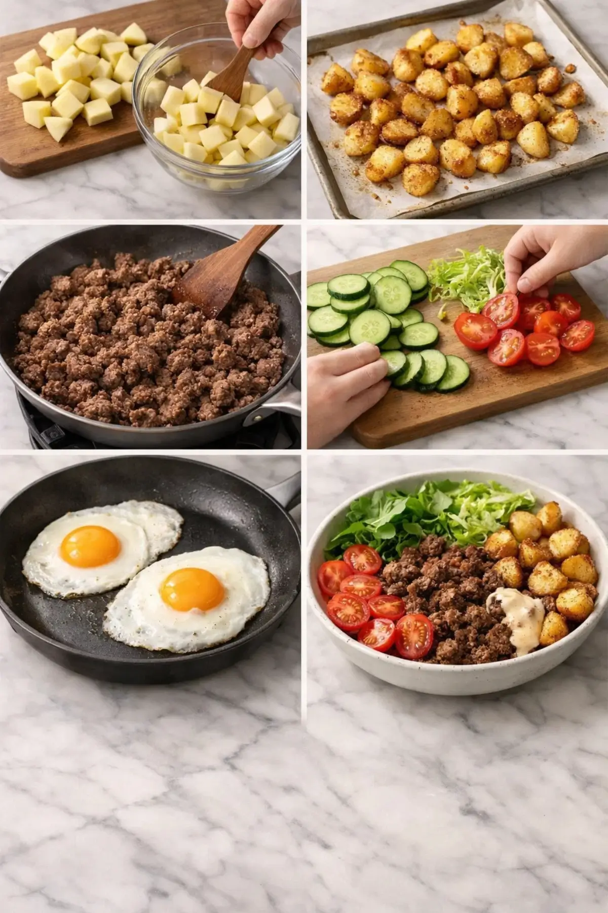 Burger Bowls & Crispy Potatoes