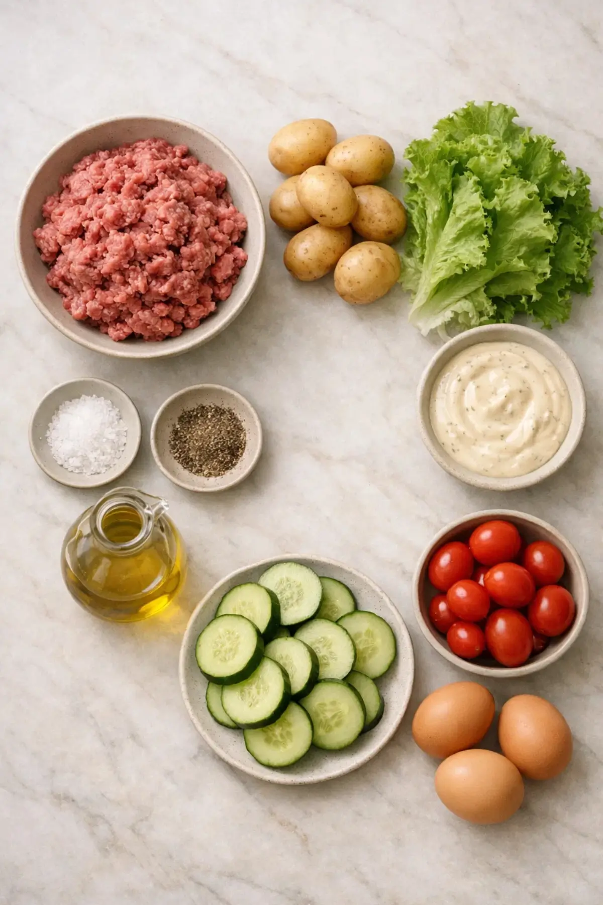 Burger Bowls & Crispy Potatoes