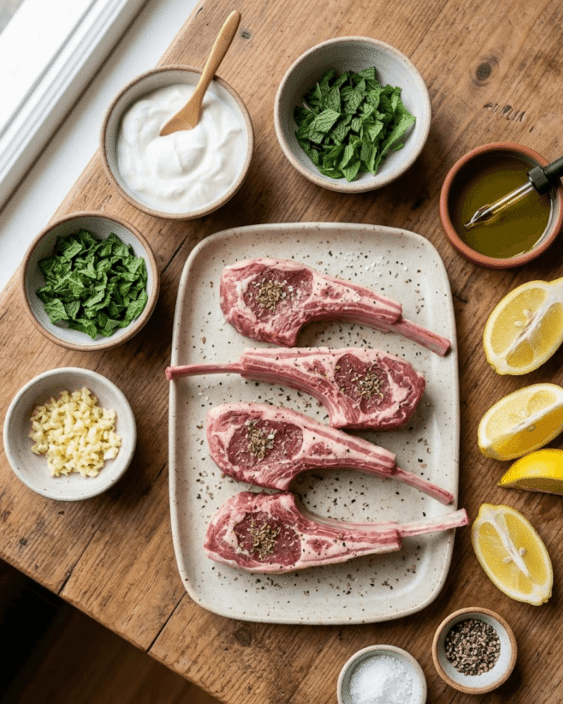 Greek Lamb Chops with Mint Yogurt Sauce