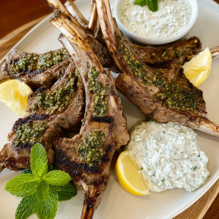 Greek Lamb Chops with Mint Yogurt Sauce