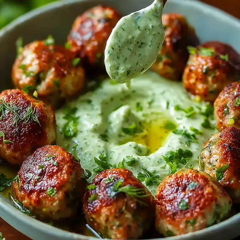 Spicy Lamb Meatballs with Green Goddess Dip