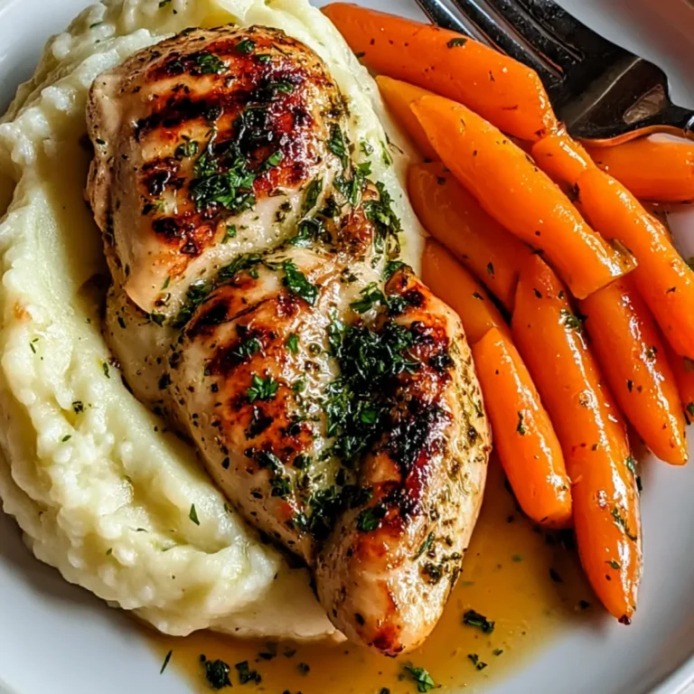 Garlic Herb Chicken with Mashed Potatoes and Glazed Carrots