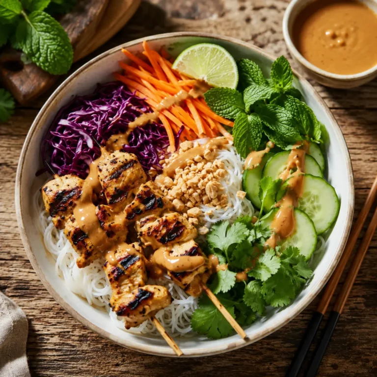 Chicken Satay Spring Roll Bowls