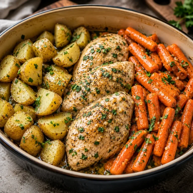 Crockpot Garlic Herb Chicken & Veggies