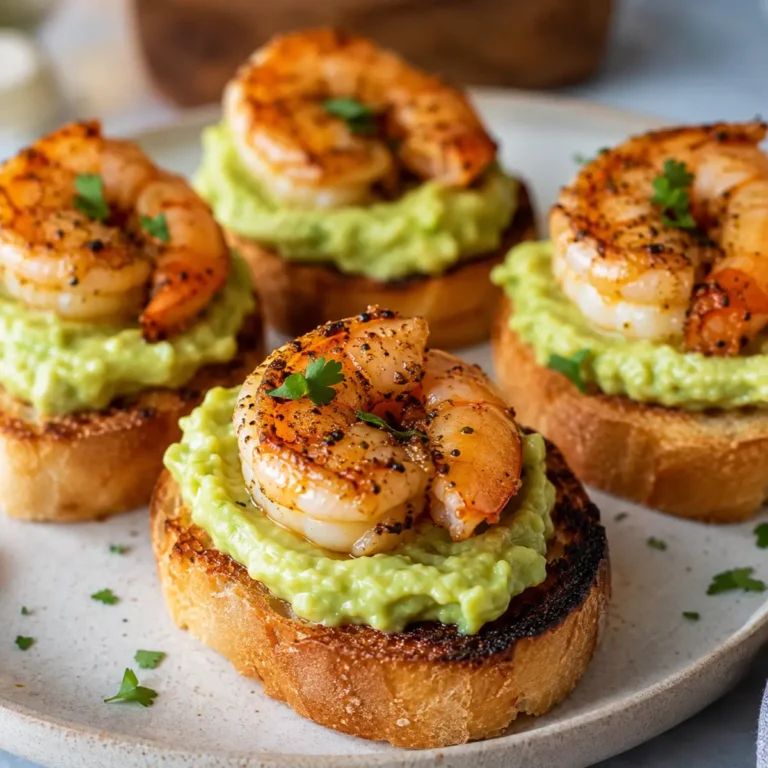 Garlic Shrimp Crostini with Avocado