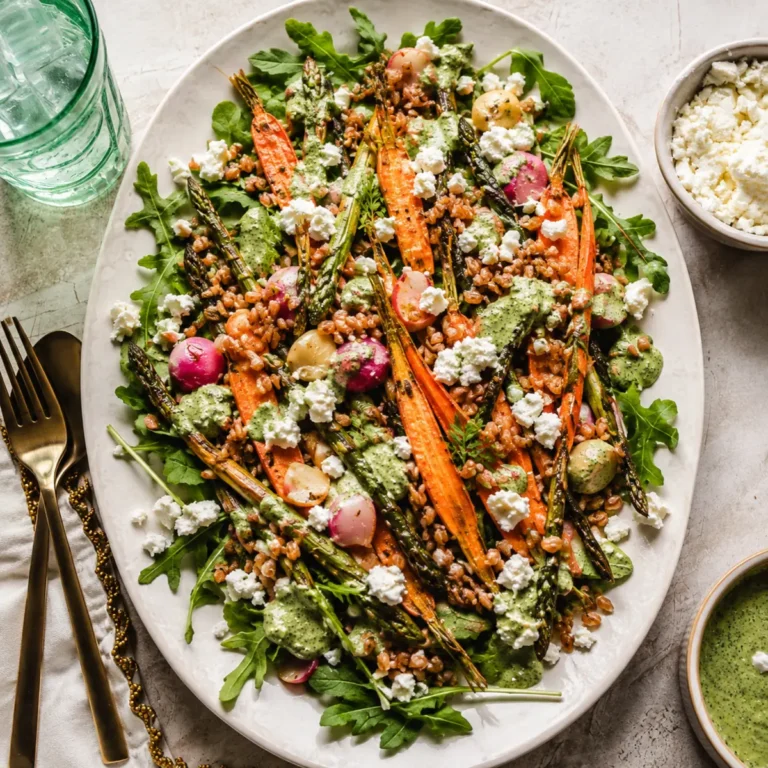 Roasted Spring Vegetable and Crispy Farro Salad