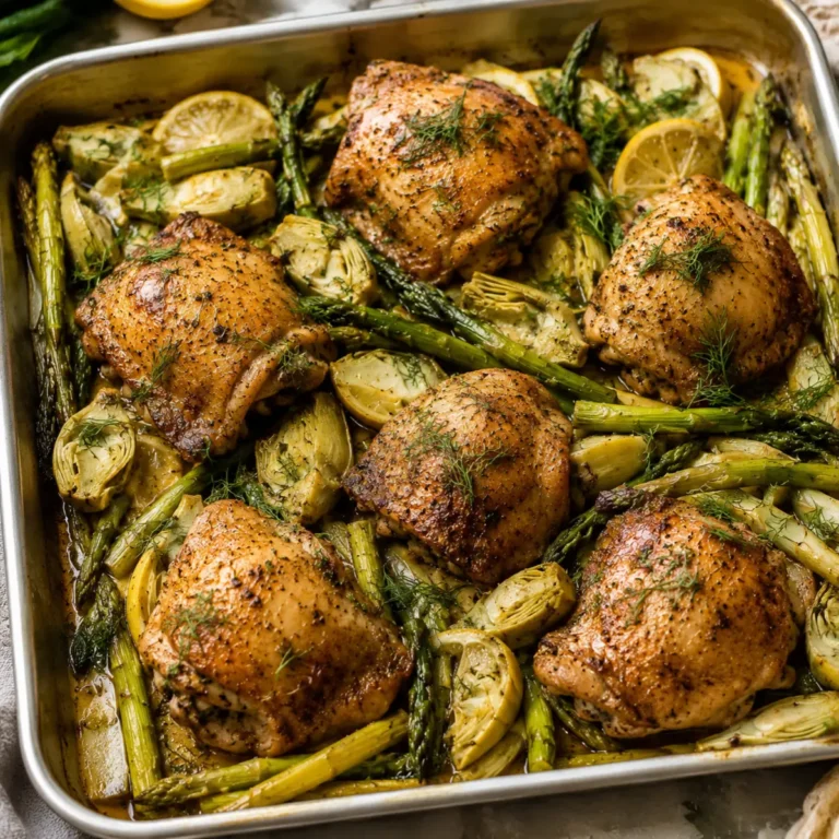 Sheet Pan Spring Chicken with Artichokes and Asparagus