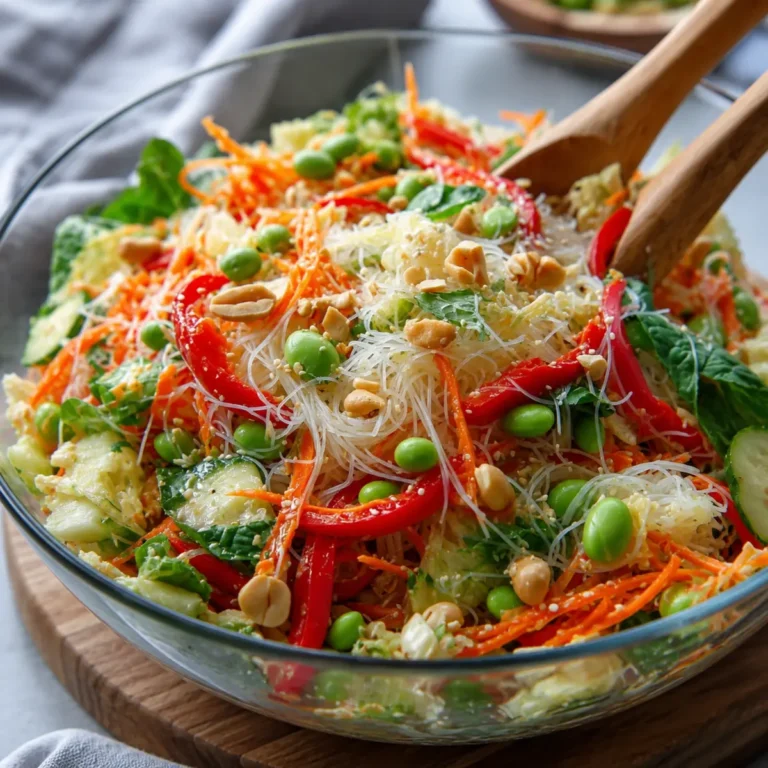 Spring Roll Noodle Salad with Spicy Ginger Drizzle